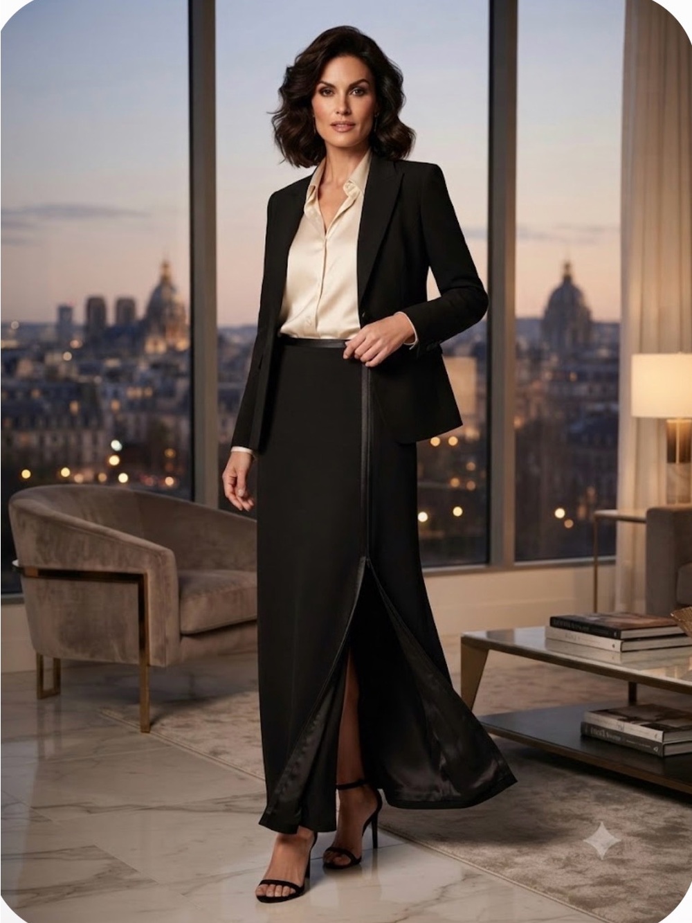 Joseph Ribkoff Couture Maxi Skirt with Adjustable Zippered Slit
